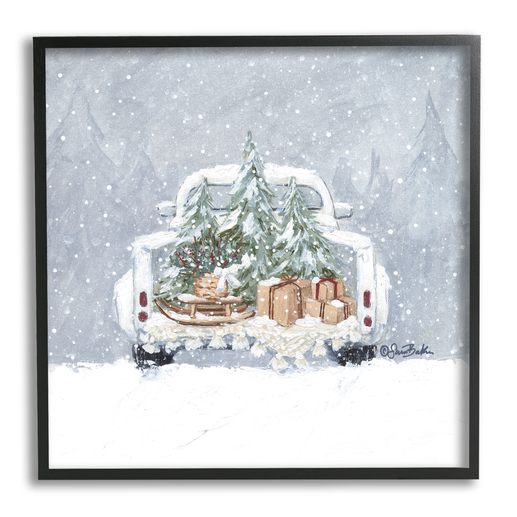 Stupell Industries Winter Snow Holiday Gifts Framed Giclee Art